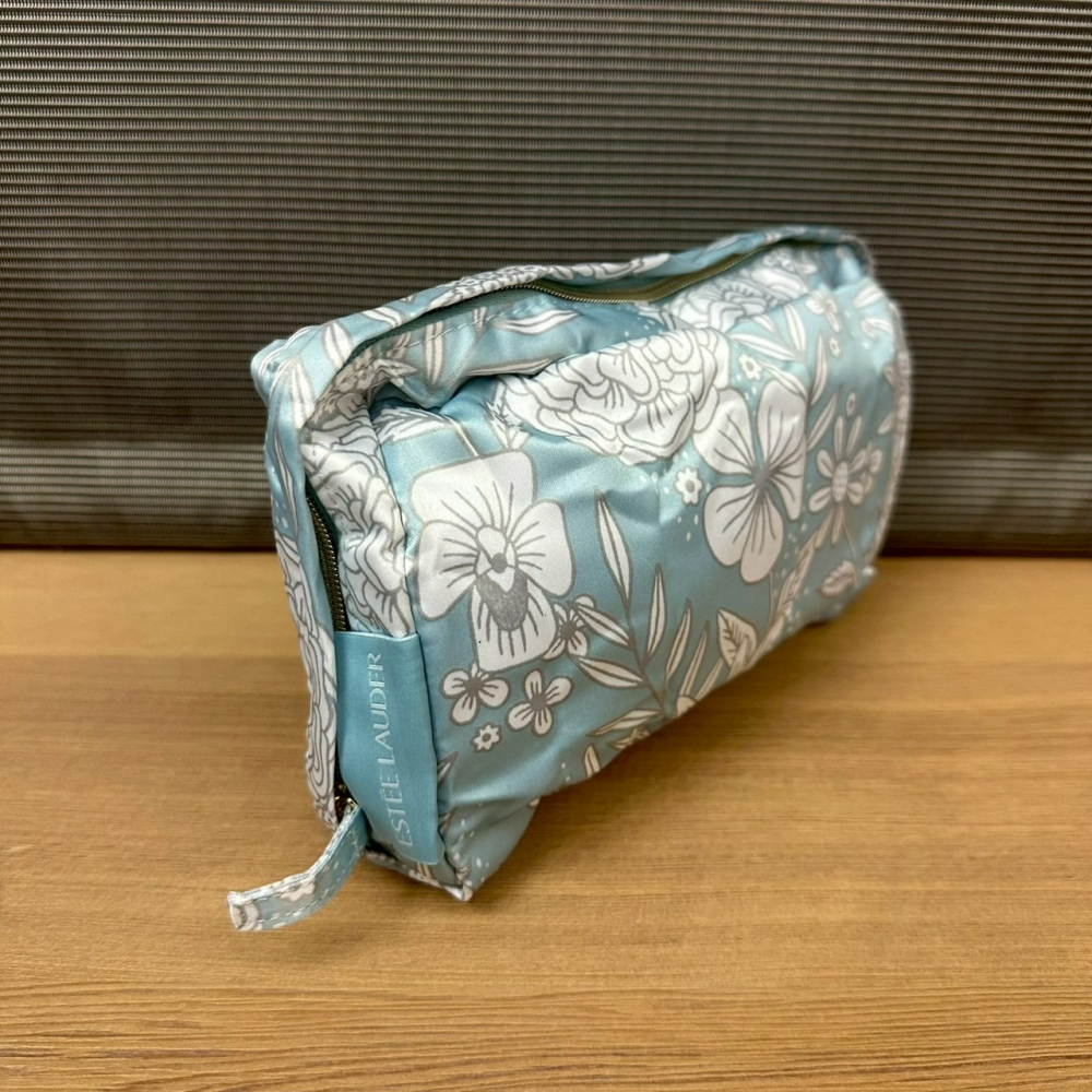 雅詩蘭黛 Estee Lauder 藍白印花收納三件組 化妝包 收納包 購物袋-細節圖7