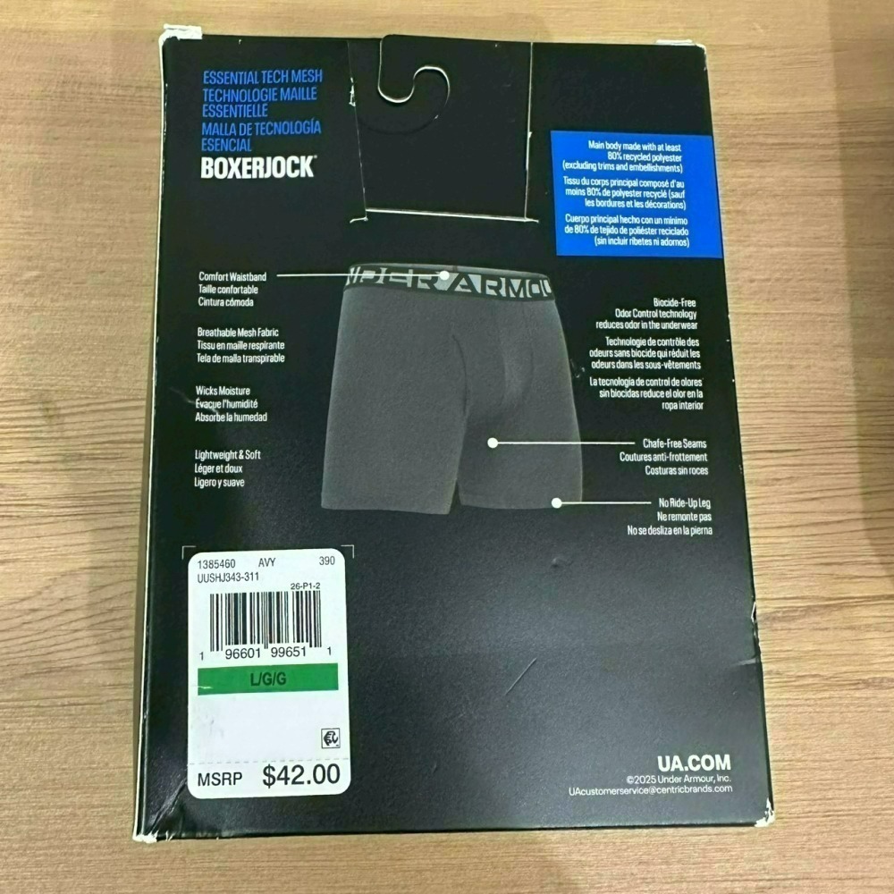 [盒損] 美國 UA 安德瑪 Under Armour Tech Mesh網眼/Cotton棉質 6吋四角褲 內褲 三件-細節圖9