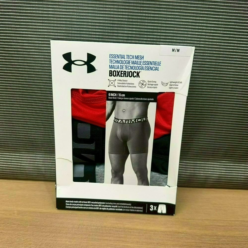[盒損] 美國 UA 安德瑪 Under Armour Tech Mesh網眼/Cotton棉質 6吋四角褲 內褲 三件-規格圖11