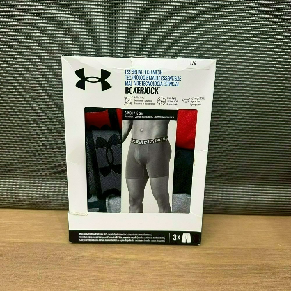 [盒損] 美國 UA 安德瑪 Under Armour Tech Mesh網眼/Cotton棉質 6吋四角褲 內褲 三件-規格圖11