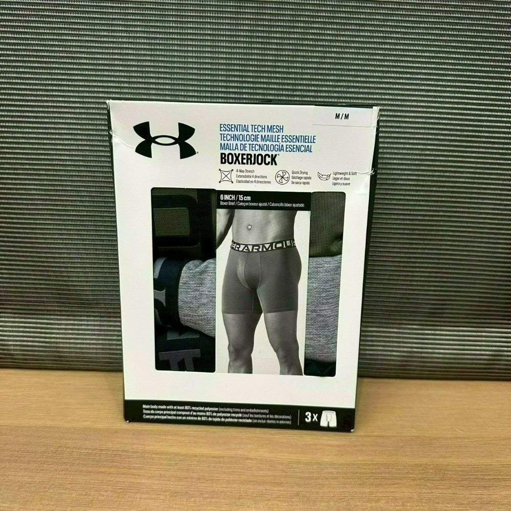 [盒損] 美國 UA 安德瑪 Under Armour Tech Mesh網眼/Cotton棉質 6吋四角褲 內褲 三件-規格圖11