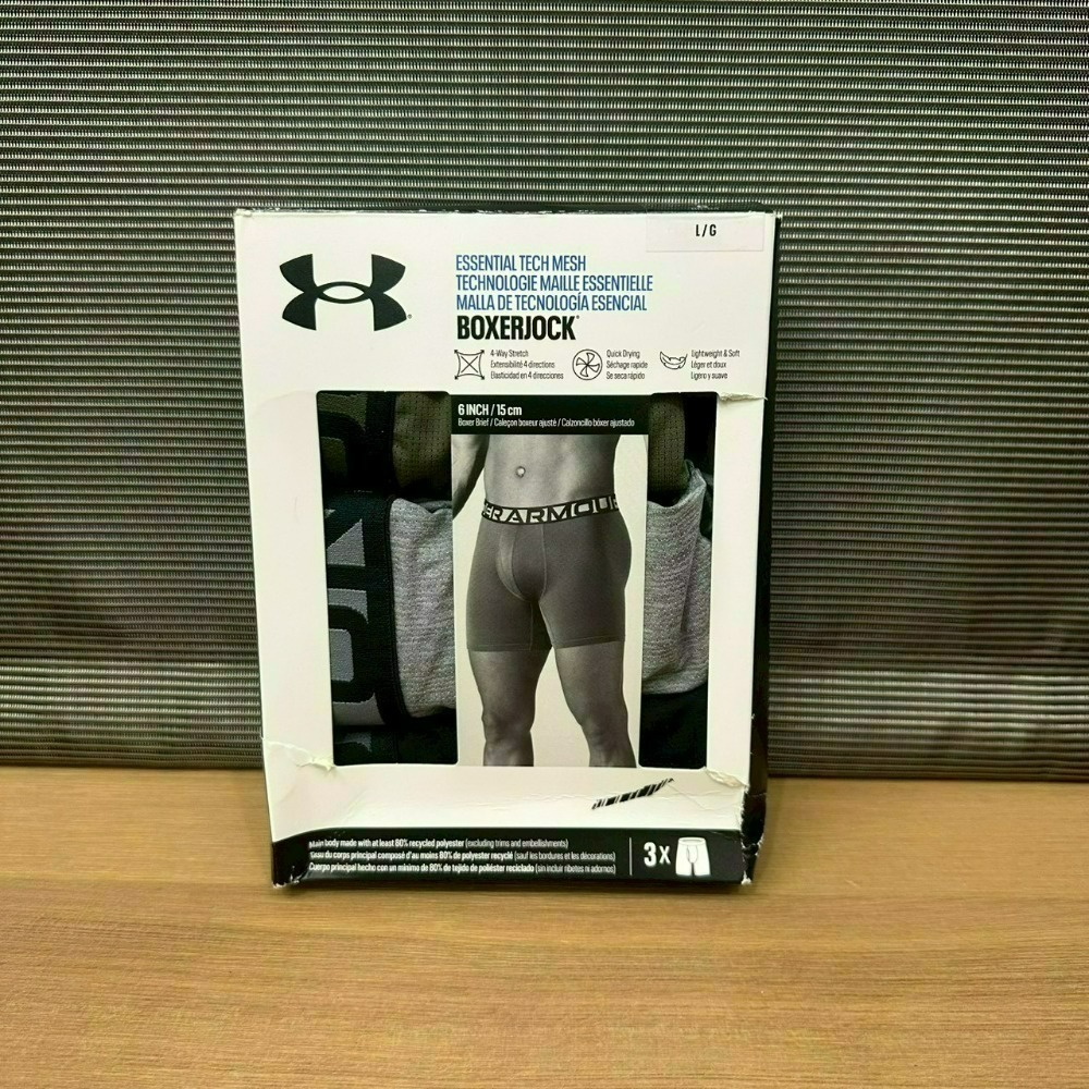 [盒損] 美國 UA 安德瑪 Under Armour Tech Mesh網眼/Cotton棉質 6吋四角褲 內褲 三件-規格圖11