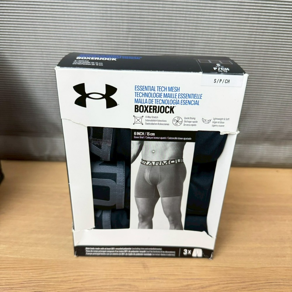 [盒損] 美國 UA 安德瑪 Under Armour Tech Mesh網眼/Cotton棉質 6吋四角褲 內褲 三件-規格圖11