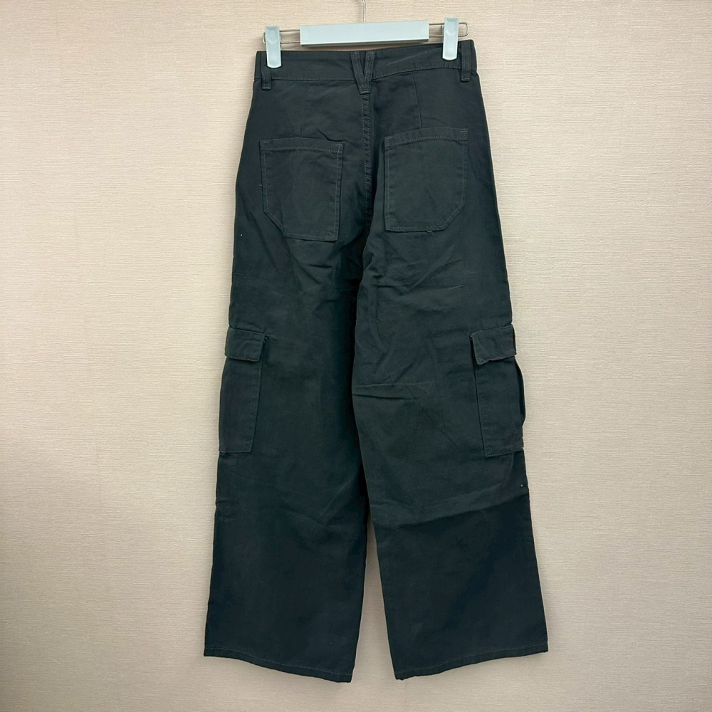 拉夏貝爾 La Chapelle 美式工裝褲 水泥灰 size S 高腰闊腿褲 小個子適穿-細節圖9