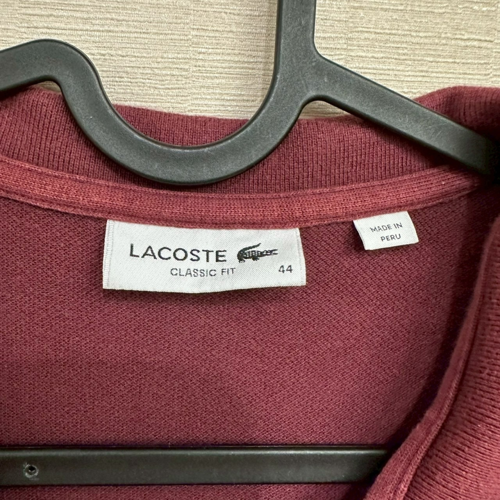 <二手> Lacoste 深紅色短袖polo衫 size 44 Classic Fit-細節圖4