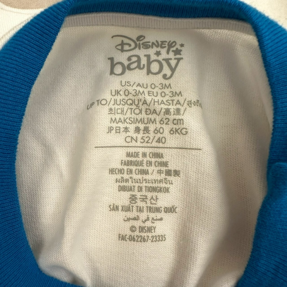 美國 迪士尼商店 Disney baby 米奇與朋友 兩件式純棉套裝 上衣＋短褲 0-3個月 60公分-細節圖2