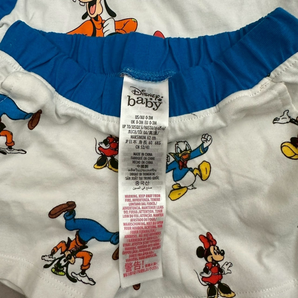美國 迪士尼商店 Disney baby 米奇與朋友 兩件式純棉套裝 上衣＋短褲 0-3個月 60公分-細節圖5