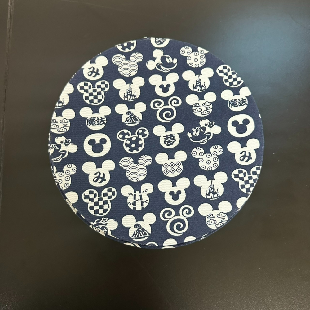 [空盒] 東京迪士尼樂園 Tokyo Disney 米奇和風圖案圓形布盒 收納盒 小物盒-細節圖4
