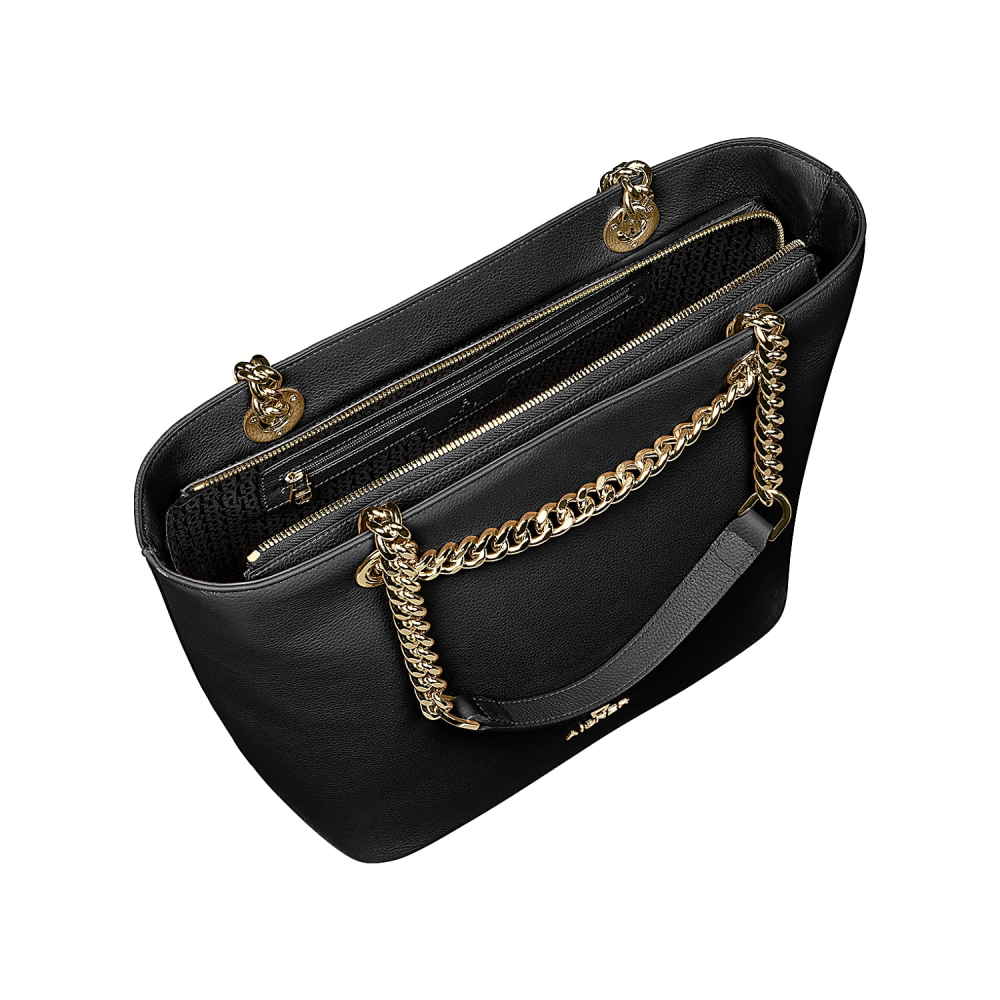 AIGNER 鏈帶牛皮包 手提包 肩背包 黑色-細節圖2