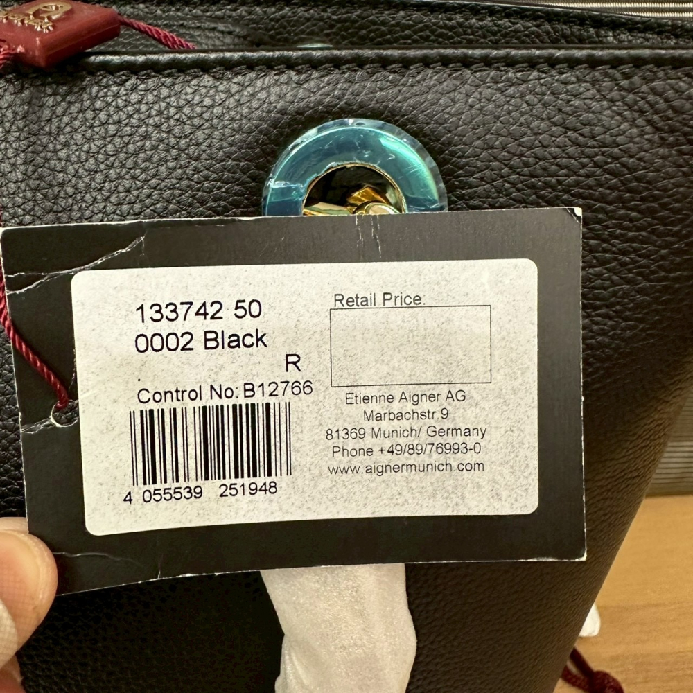 AIGNER 鏈帶牛皮包 手提包 肩背包 黑色-細節圖5