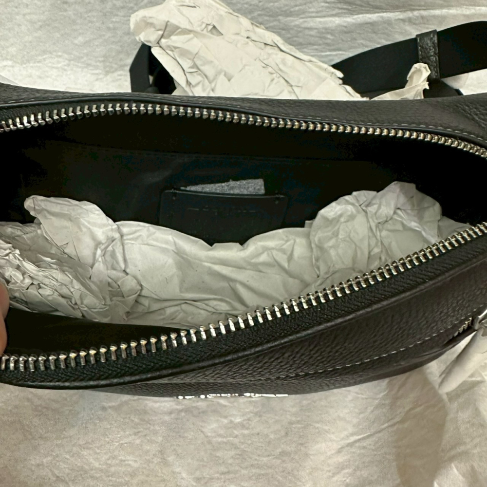 美國 Coach 蔻馳 Elias 荔枝紋真皮 經典Logo腰包 胸包 單肩包 黑 CJ507-細節圖8