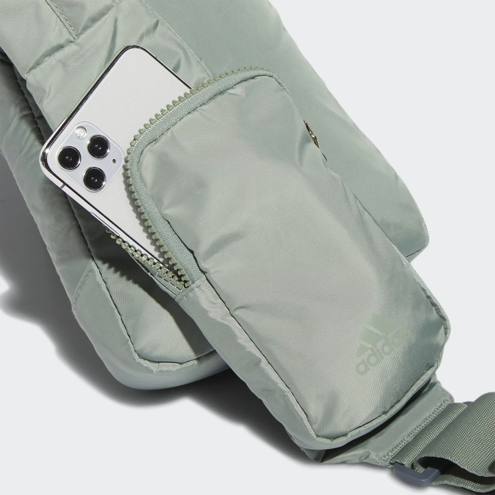 美國 adidas Essentials 2 斜背包 肩背包 胸包 米色 綠色-細節圖3