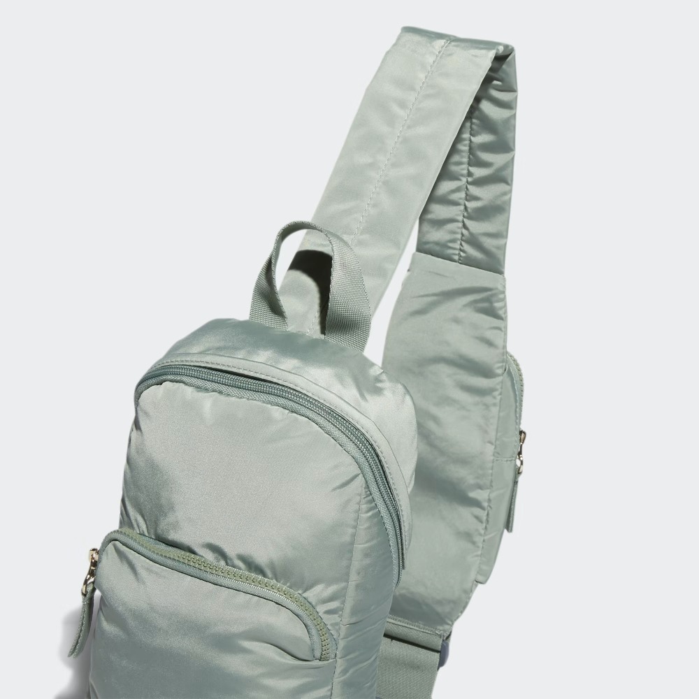 美國 adidas Essentials 2 斜背包 肩背包 胸包 米色 綠色-細節圖4