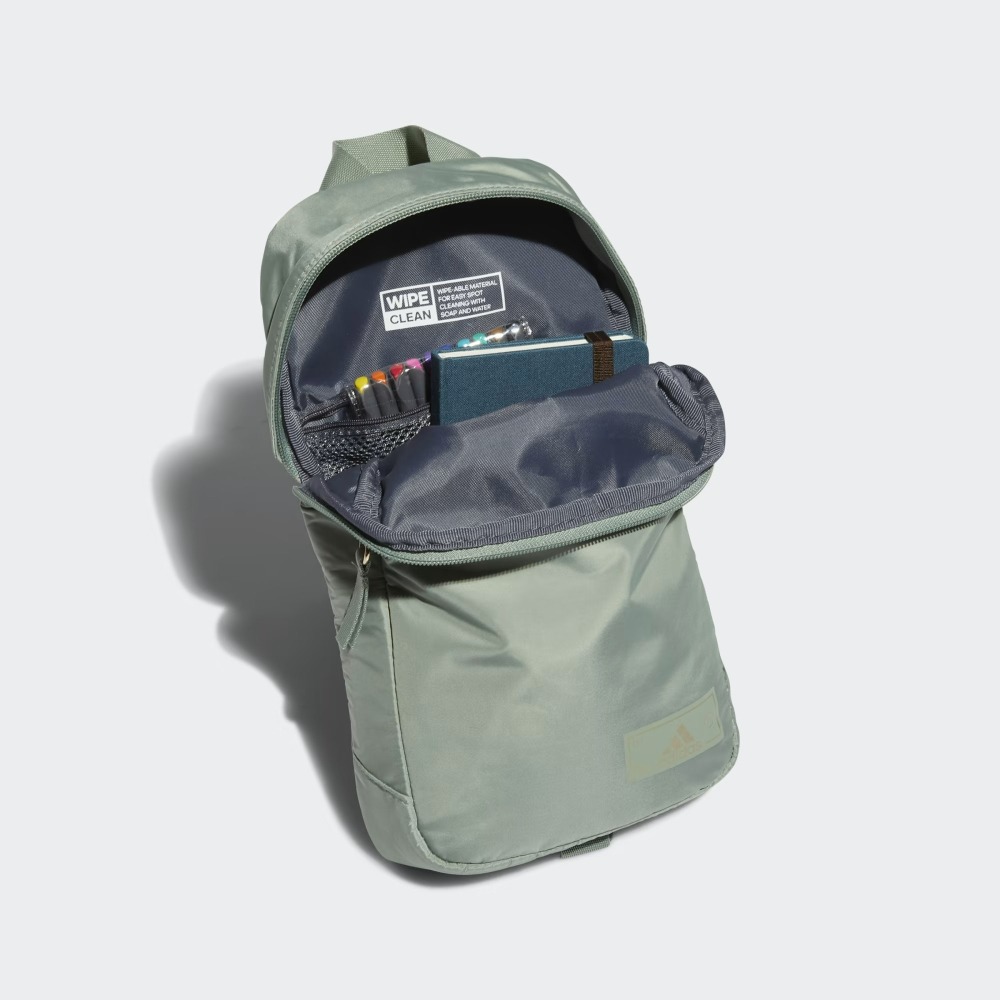 美國 adidas Essentials 2 斜背包 肩背包 胸包 米色 綠色-細節圖5