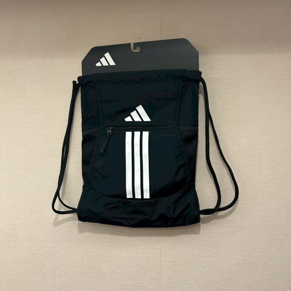 美國 adidas Alliance 3 Sackpack 雙肩抽繩束口包 運動背包 後背包 黑色-細節圖4