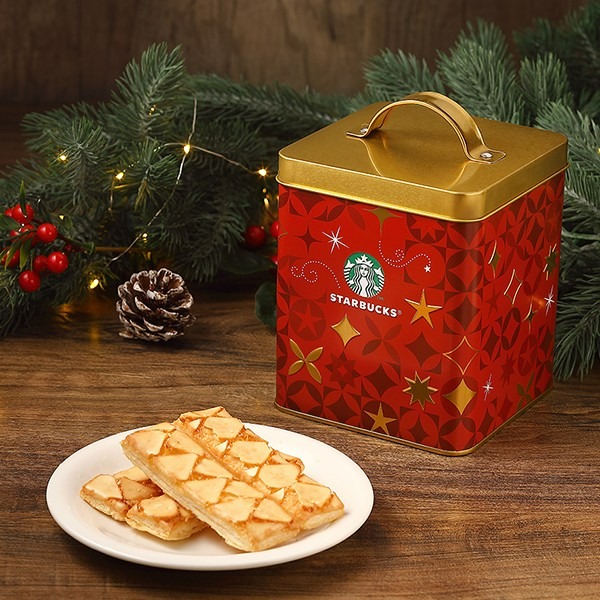 台灣 星巴克 Starbucks 綜合風味杏仁果 歐式千層派收納罐-細節圖2