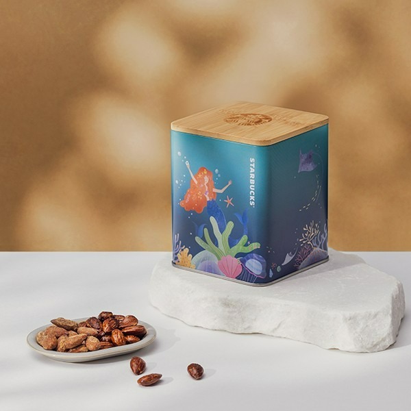 台灣 星巴克 Starbucks 綜合風味杏仁果 歐式千層派收納罐-細節圖3