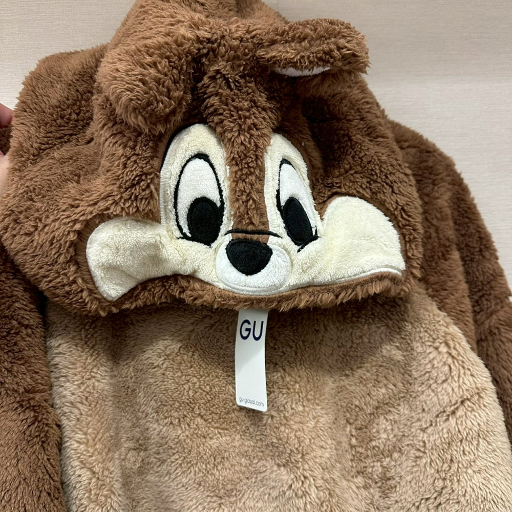 GU x 迪士尼 Chip ‘n Dale 奇奇 珊瑚絨家居服組 家居服套裝 size S 344461-細節圖4