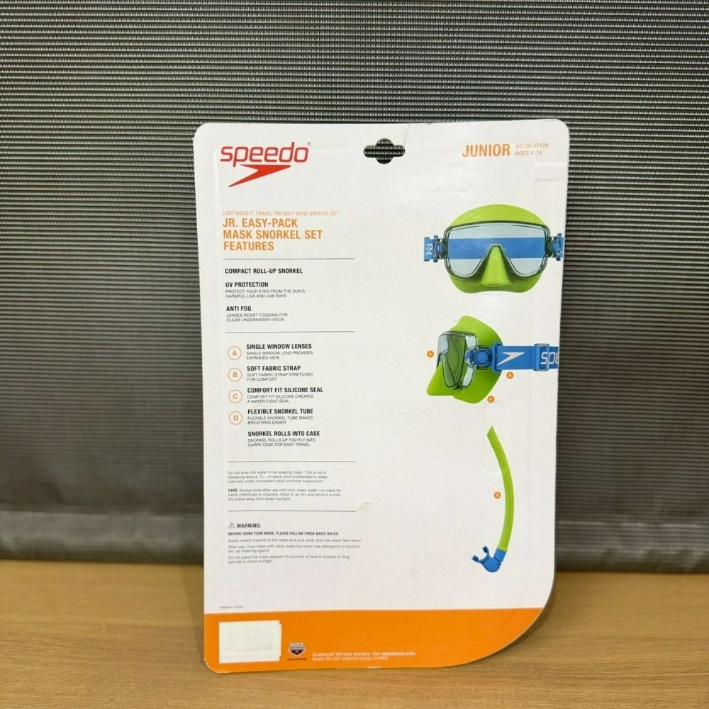 Speedo 兒童 旅行用 呼吸管+浮潛面鏡 收納軟式呼吸管 蛙鏡 浮潛 潛水面罩 easy pack Snorkel-細節圖5
