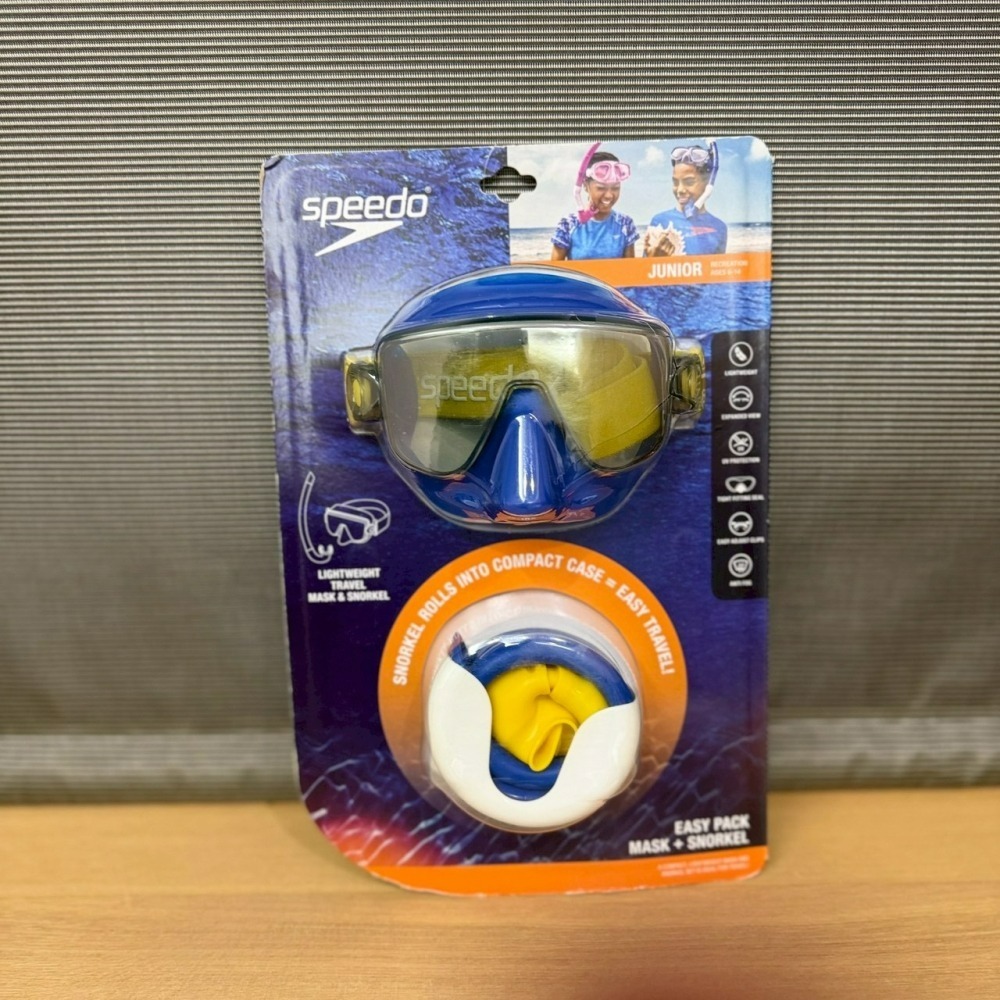 Speedo 兒童 旅行用 呼吸管+浮潛面鏡 收納軟式呼吸管 蛙鏡 浮潛 潛水面罩 easy pack Snorkel-細節圖7