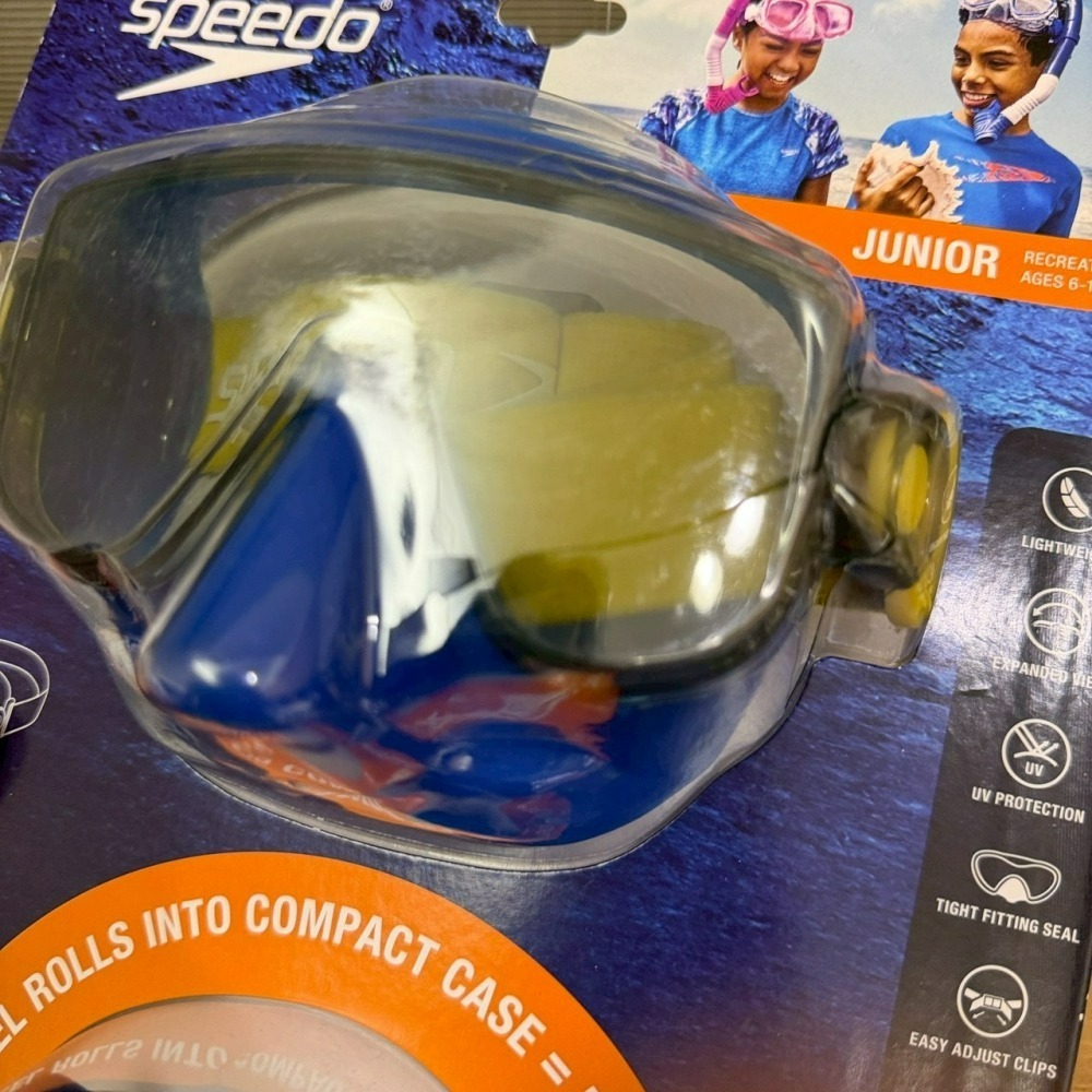 Speedo 兒童 旅行用 呼吸管+浮潛面鏡 收納軟式呼吸管 蛙鏡 浮潛 潛水面罩 easy pack Snorkel-細節圖8