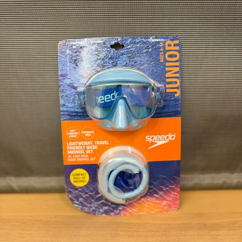 Speedo 兒童 旅行用 呼吸管+浮潛面鏡 收納軟式呼吸管 蛙鏡 浮潛 潛水面罩 easy pack Snorkel-規格圖8