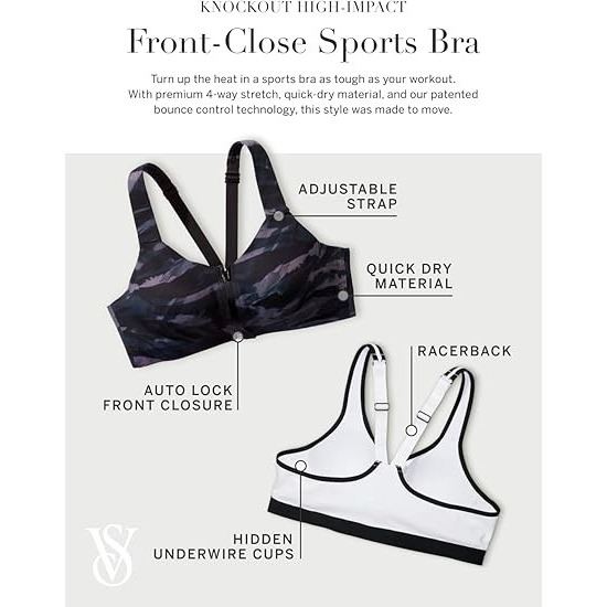 美國 Victoria’s Secret Sport 前開式高支撐運動內衣 32D-細節圖8