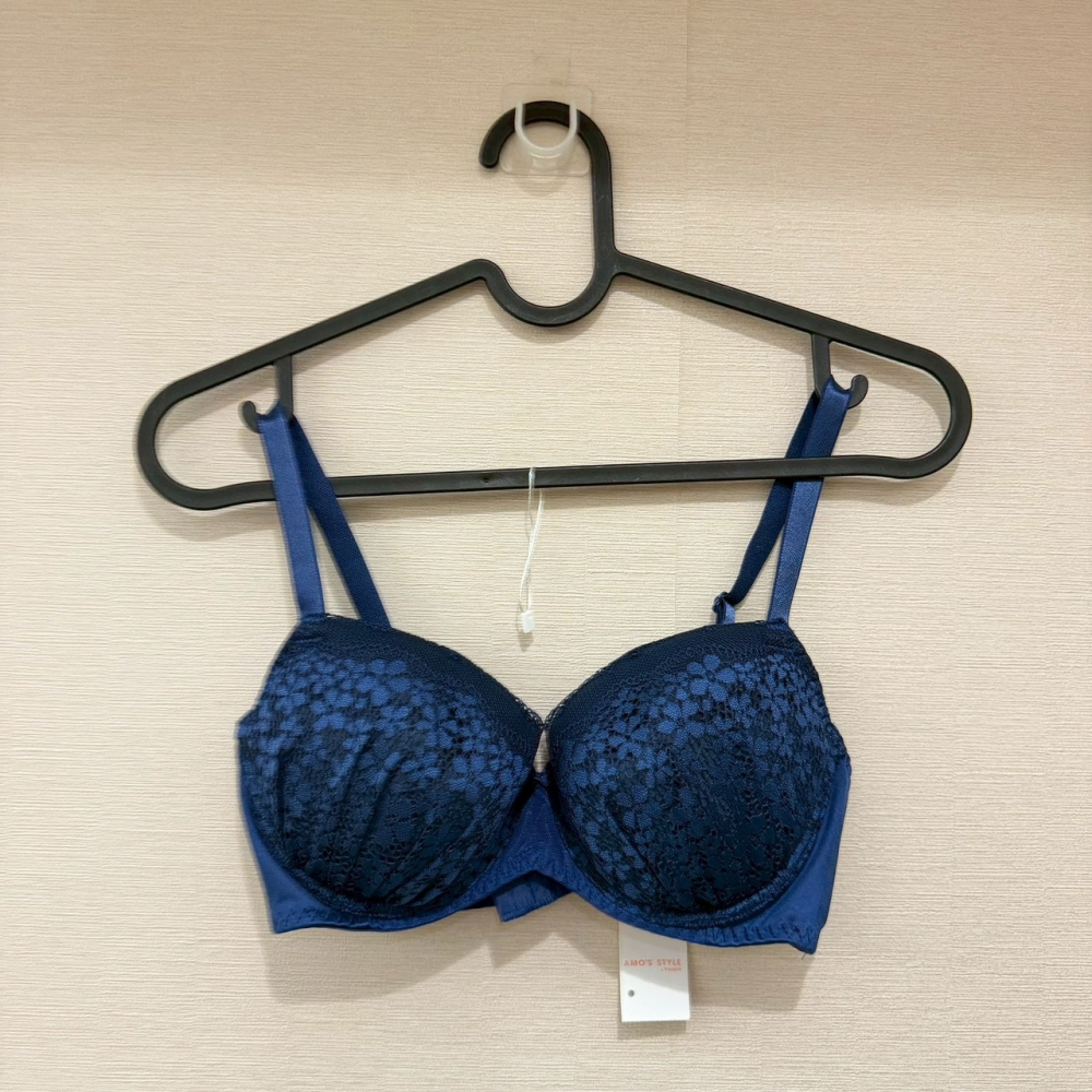日本 Triumph 黛安芬 AMO＇S STYLE 藍色蕾絲內衣 70D + 內褲 M ASTM1150 WHU-細節圖2