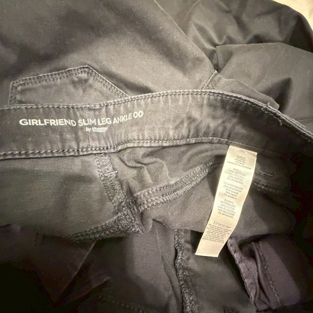 <二手> 美國 Chico＇s 黑色修身九分褲 size 00-細節圖5