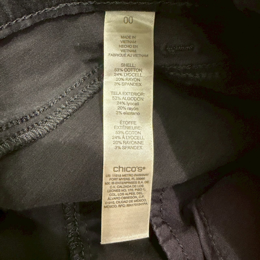 <二手> 美國 Chico＇s 黑色修身九分褲 size 00-細節圖6