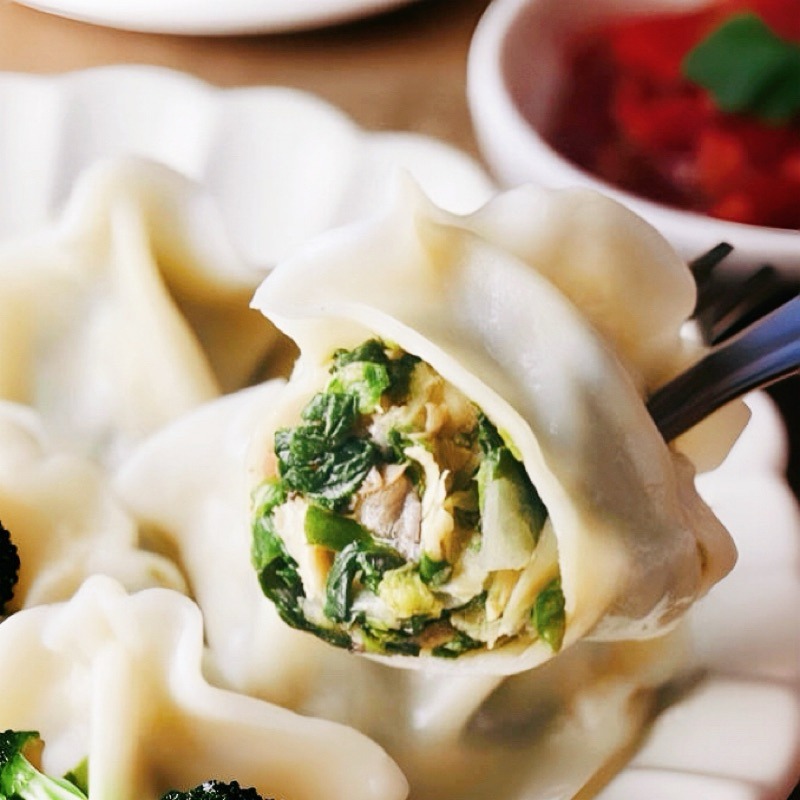 【說蔬人】薺菜香菇大水餃🥟全素(約30入)薺菜水餃/香菇薺菜/大顆水餃/飽滿多汁/素水餃/vegan/dumpling-細節圖2