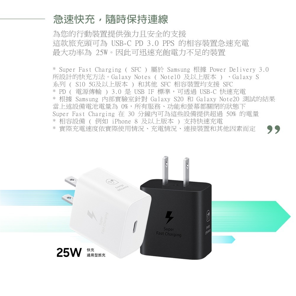 Samsung 三星 原廠盒裝 25W 快充通用型旅充T2510 + 1m 3A 雙Type C線DA705【公司貨】-細節圖7