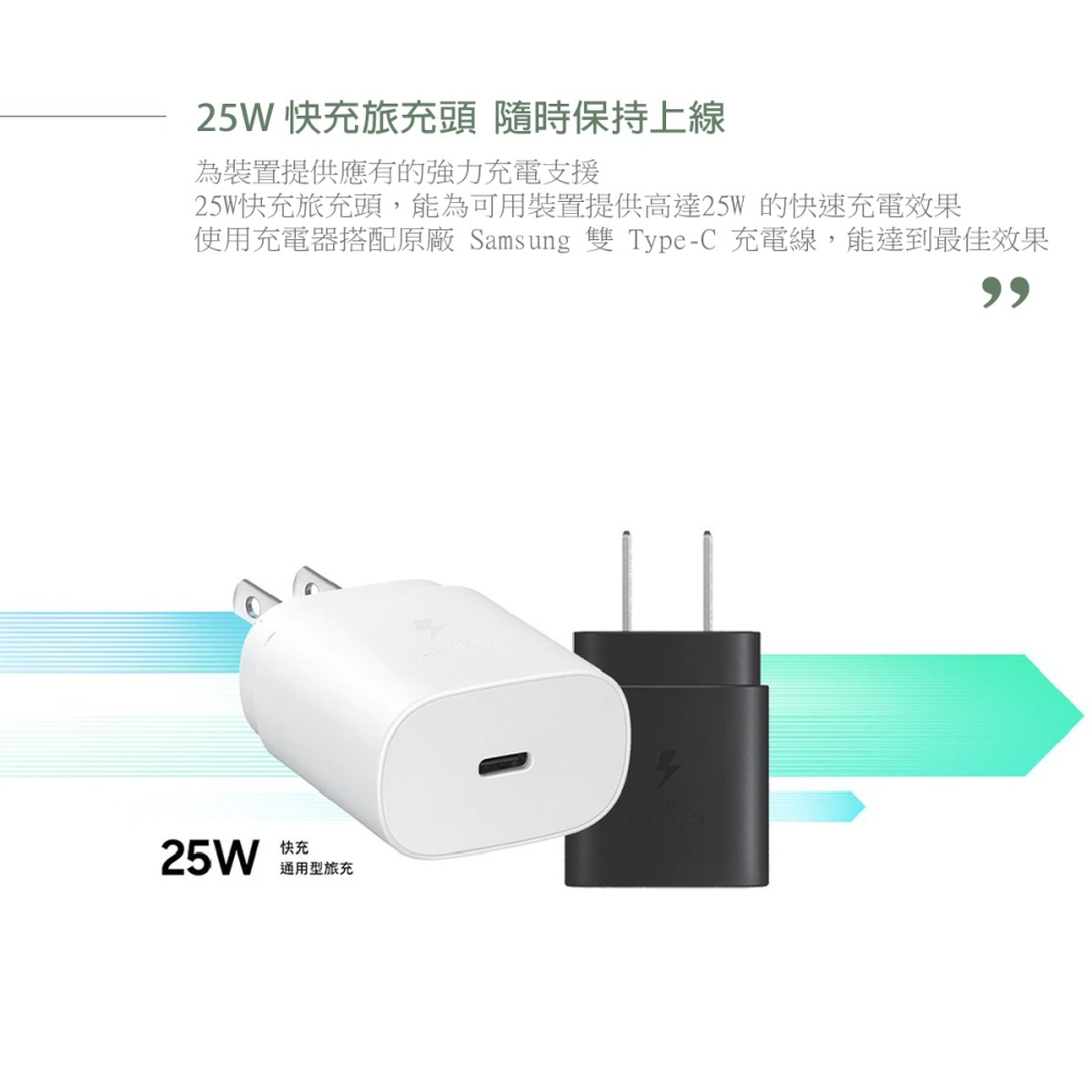 SAMSUNG GALAXY S23新款 原廠閃電快充25W + 5A 雙Type C線旅充組 1.8m－白色(盒裝)-細節圖7