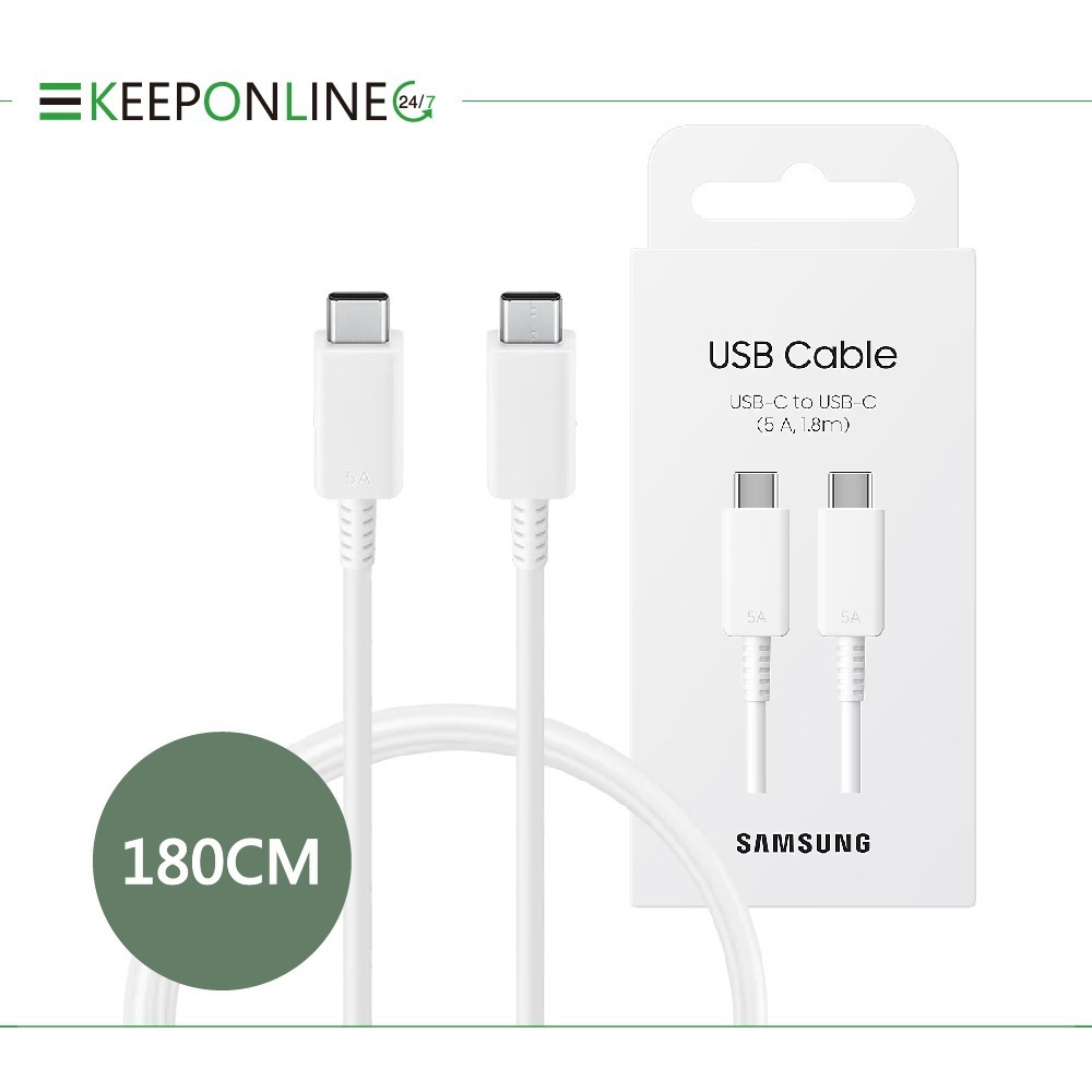 Samsung 原廠公司貨 5A,1.8m 雙 Type-C 充電線 DX510 -白【Z Fold7 Flip7適用】-細節圖2