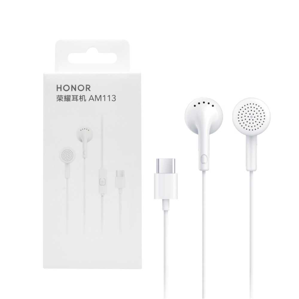 榮耀honor 原廠 Type-C 平耳式耳機 單鍵線控 - 白【AM113】盒裝-細節圖2