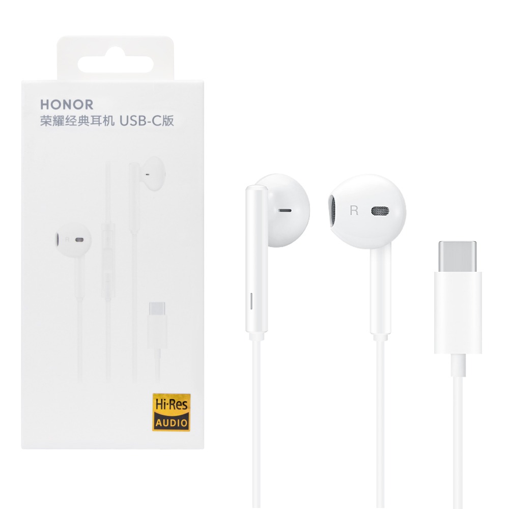 榮耀honor 原廠新款 Type-C 半入耳式經典耳機 三鍵線控 - 白 【AM33】盒裝-細節圖2