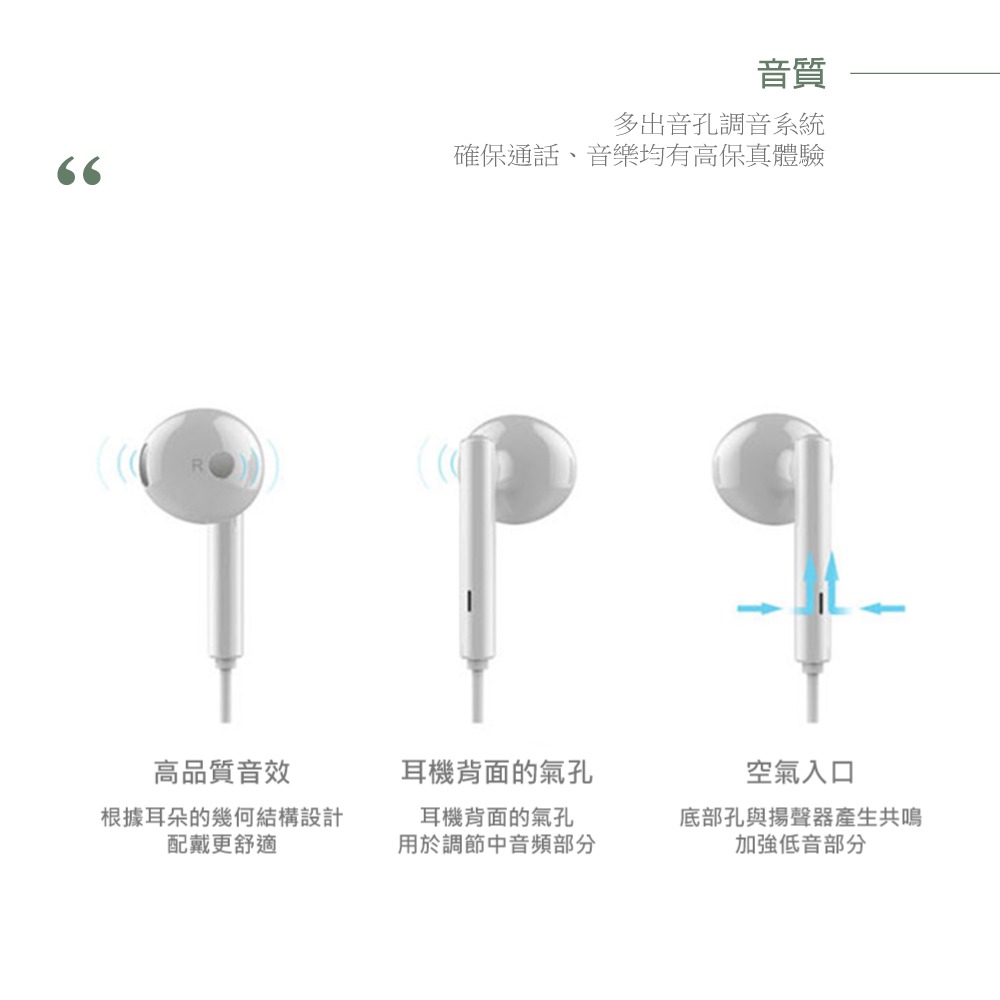 Huawei華為 原廠 3.5mm 半入耳式耳機-白色【密封袋裝】AM115-細節圖7