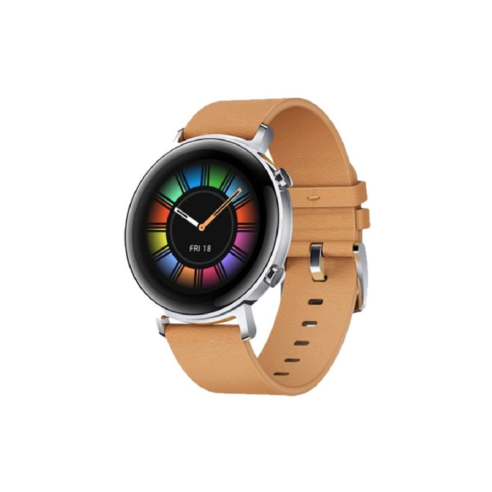 HUAWEI Watch GT2 42mm專用 原廠真皮錶帶20mm - 卡其色-細節圖5