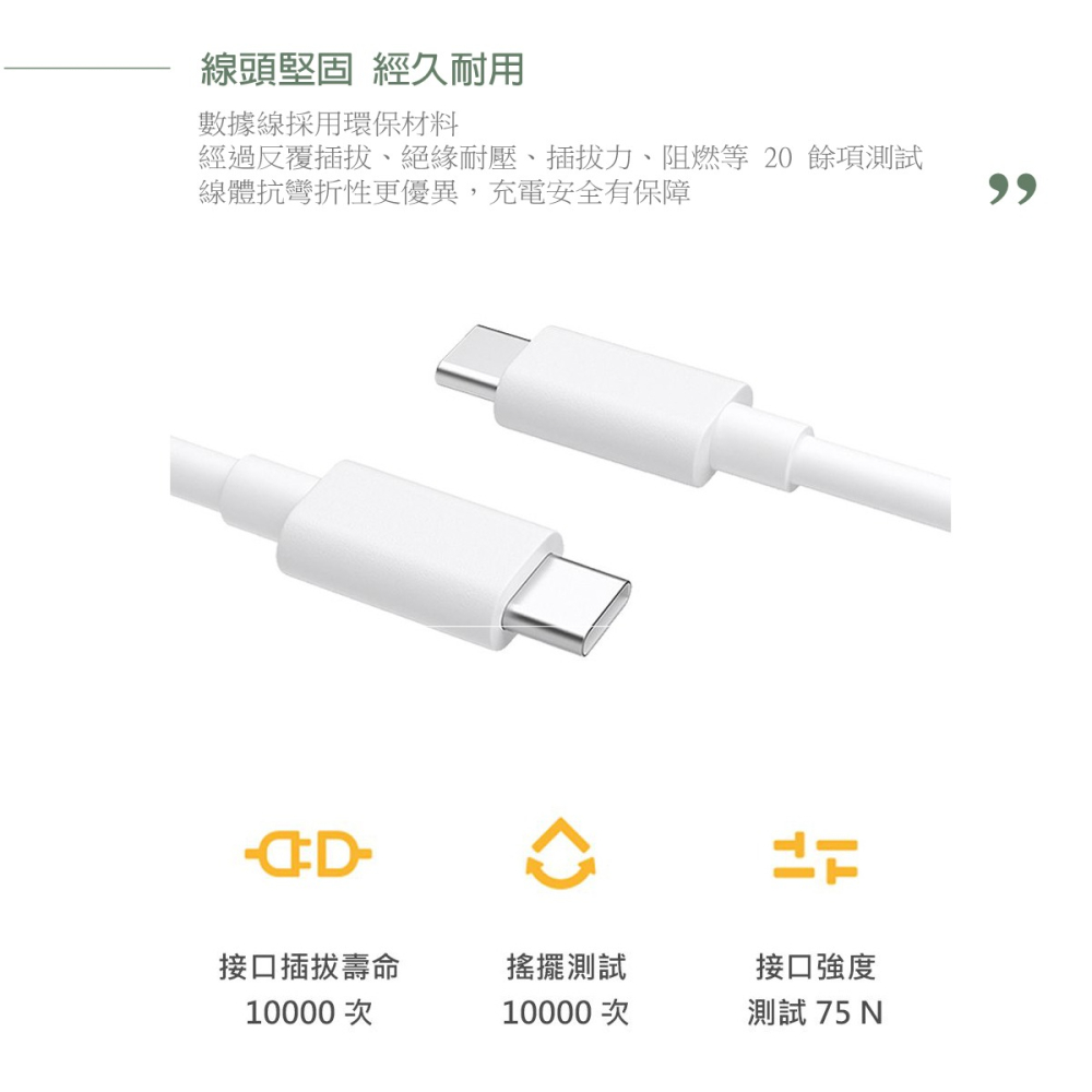 OPPO 原廠 Reno/A系列 DL149 8A SuperVOOC 雙Type-C 超級閃充充電線 (盒裝)-細節圖9