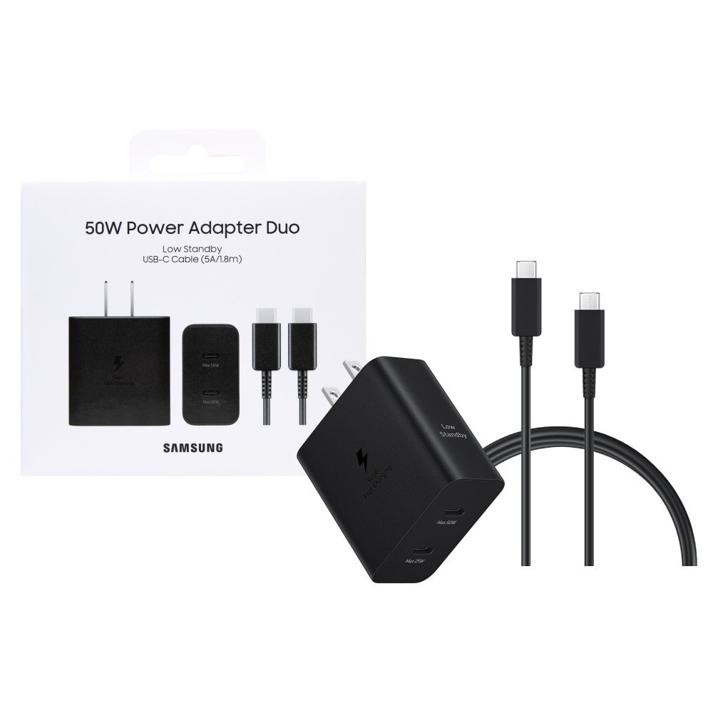 Samsung 原廠公司貨新款T5020 50W雙孔快充+1.8m 5A雙Type C線【盒裝組】支援S25 S24系列-細節圖2