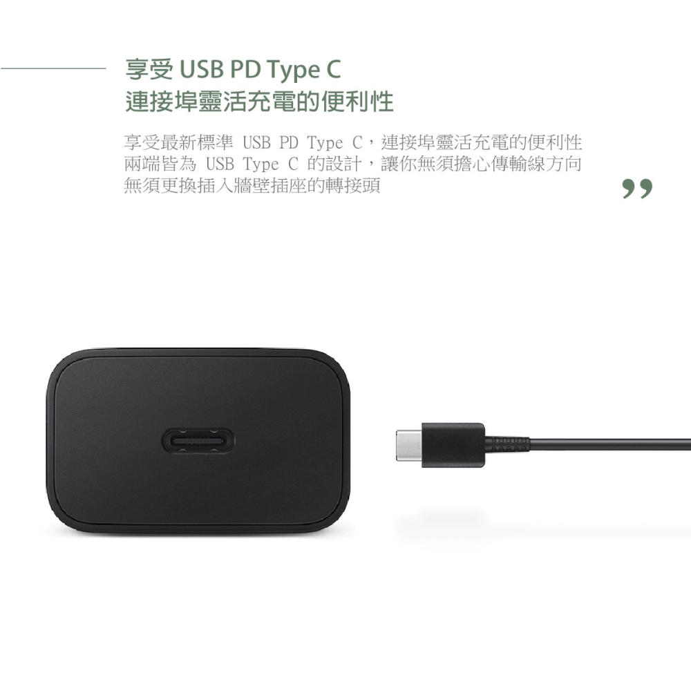 Samsung for A系列 原廠盒裝15W Type C旅充頭T1510 + 三星製造 雙Type C線組-細節圖5