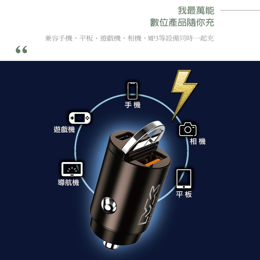 MEGA KING 原廠 45W 隱藏式雙孔車用充電器 USB-A & Type-C【保固一年 / 神腦公司貨】-細節圖9