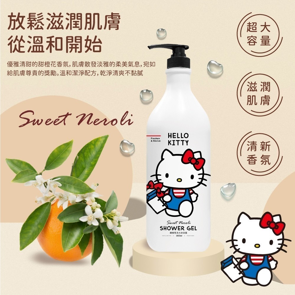 【三麗鷗】Hello Kitty甜橙花活力沐浴露1800ML-細節圖3