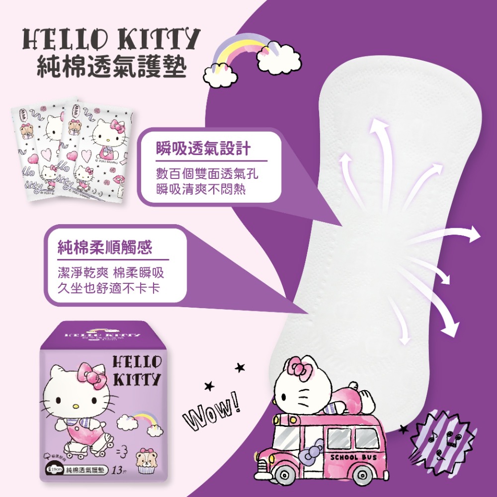 【三麗鷗】Hello Kitty 純棉透氣護墊13片-細節圖3