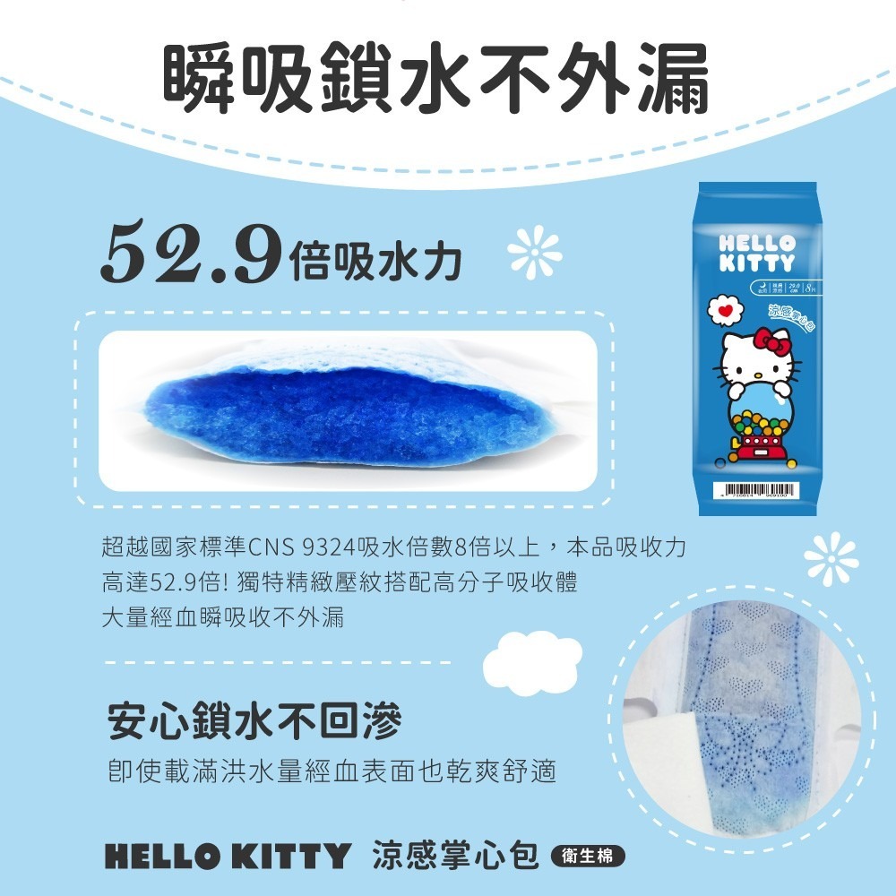 【三麗鷗】Hello Kitty涼感掌心包夜用8片-細節圖5