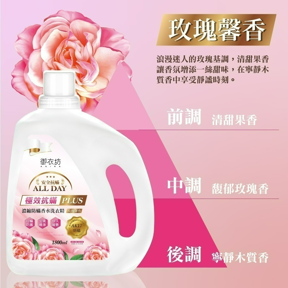 【 御衣坊】  玫瑰馨香濃縮防螨香水洗衣精-細節圖3