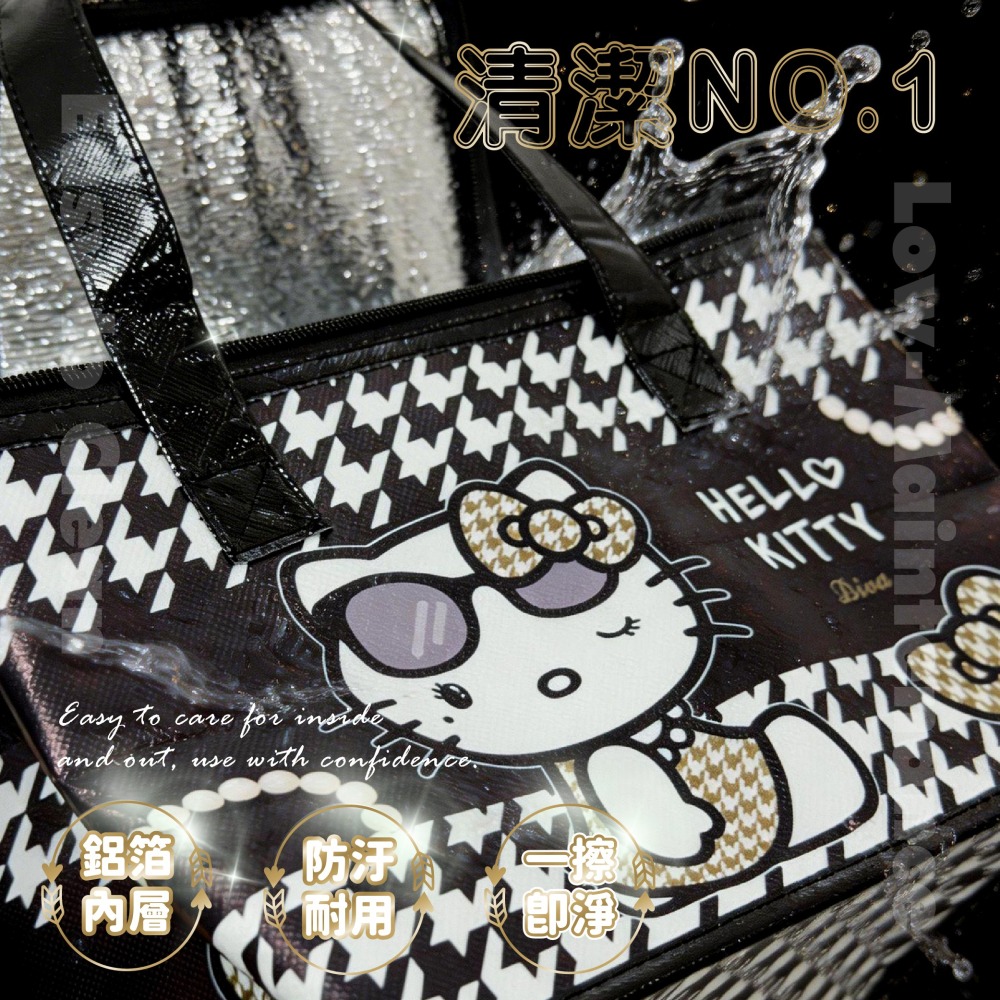 【Hello Kitty】大容量保溫提袋(千鳥款)-細節圖3