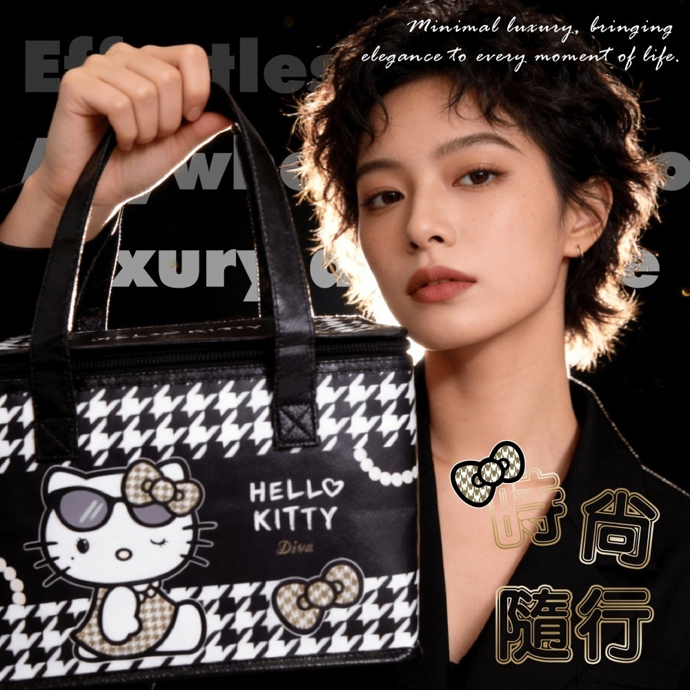 【限時購】【Hello Kitty】大容量保溫提袋(千鳥款)-細節圖6