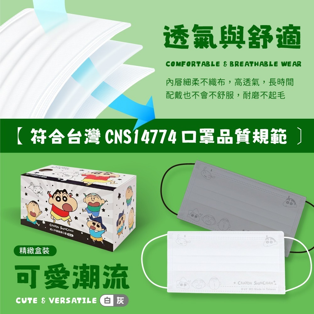 【蠟筆小新】水舞醫用口罩(未滅菌)(蠟筆小新好友款)-細節圖5