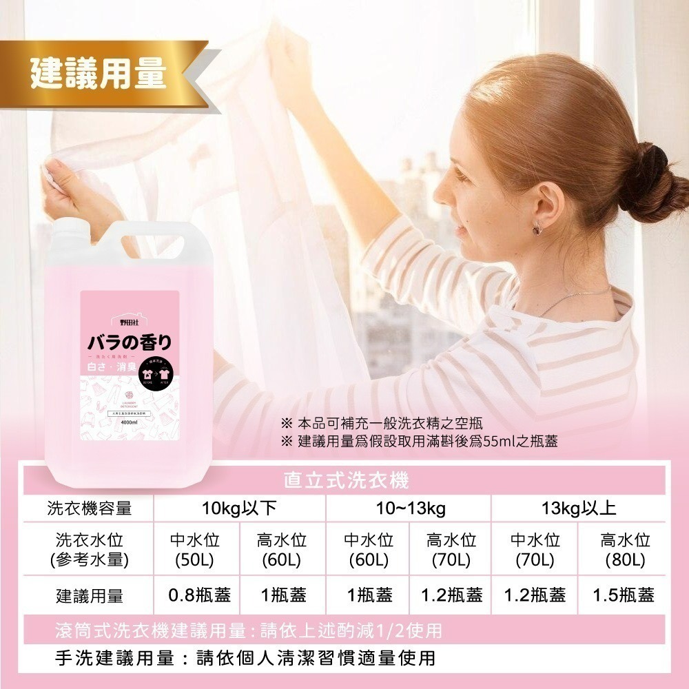 【野田社】大馬士革玫瑰香氛洗衣精補充瓶-細節圖5